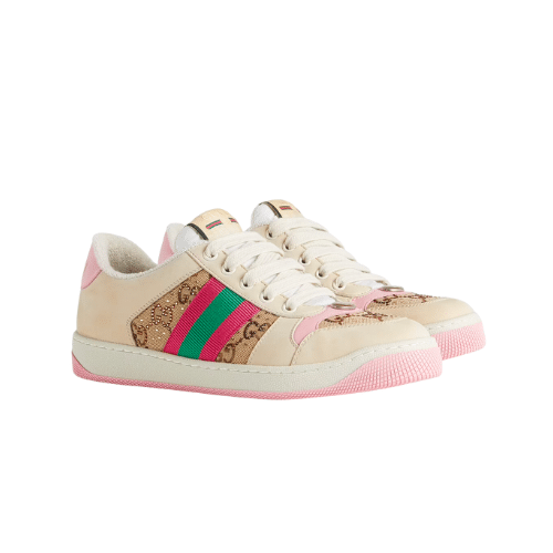 Gucci Women’S Screener Sneaker With Crystals Pink ‎677423 9SFR0 2587