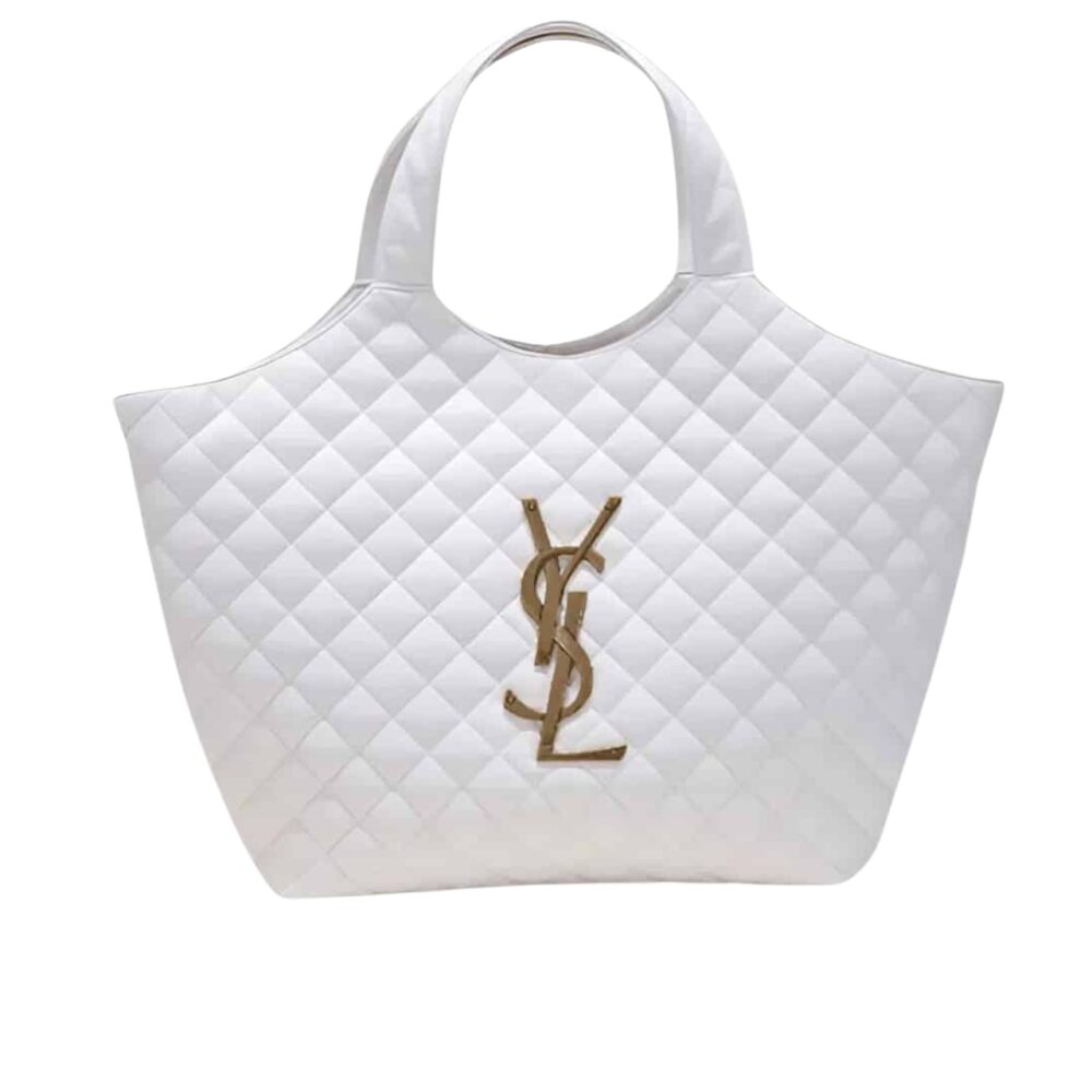 Saint Laurent Icare Maxi Shopping Bag In Quilted White 50Cm 698651AAANG1000
