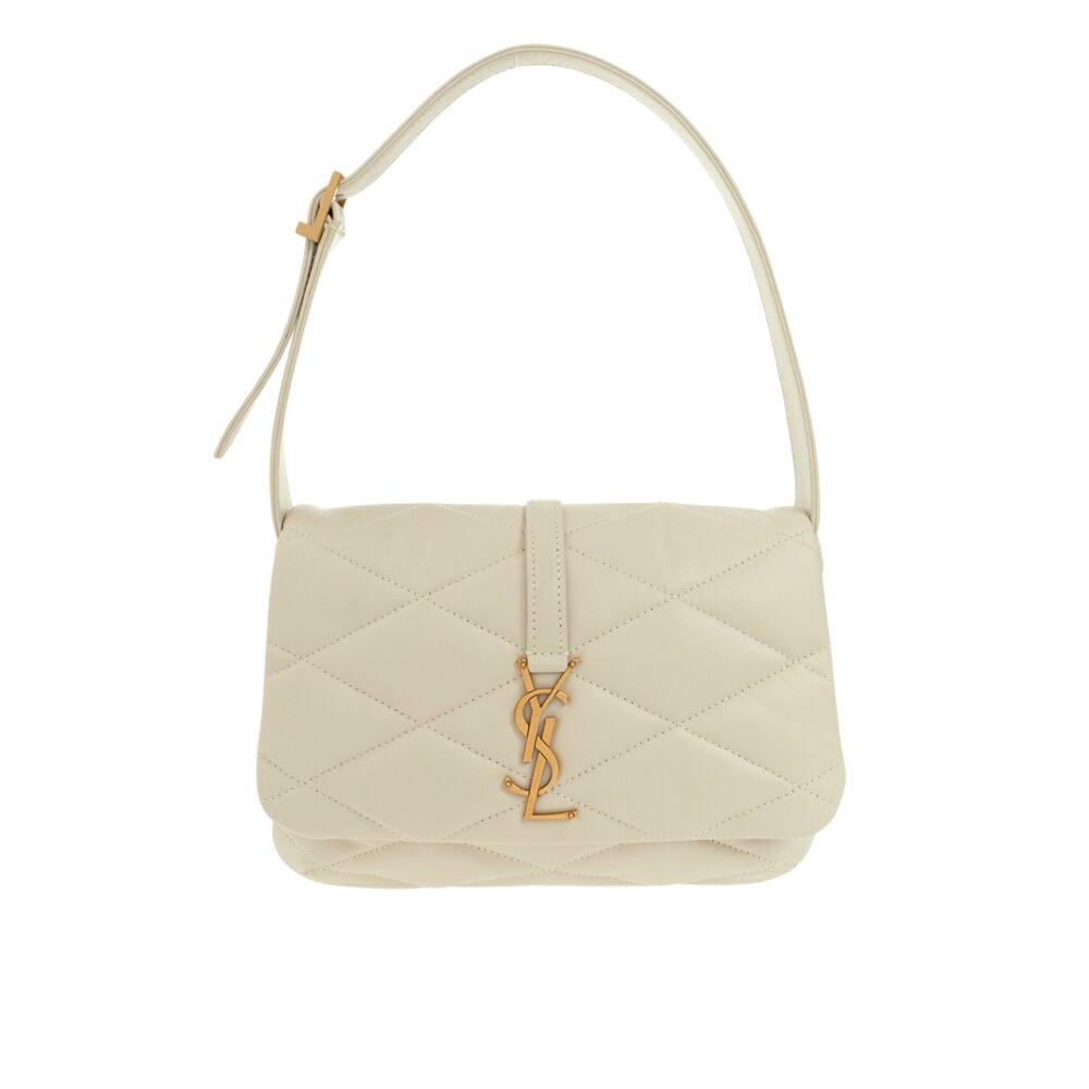 Saint Laurent Le 57 Quilted Leather Shoulder Bag White 27Cm