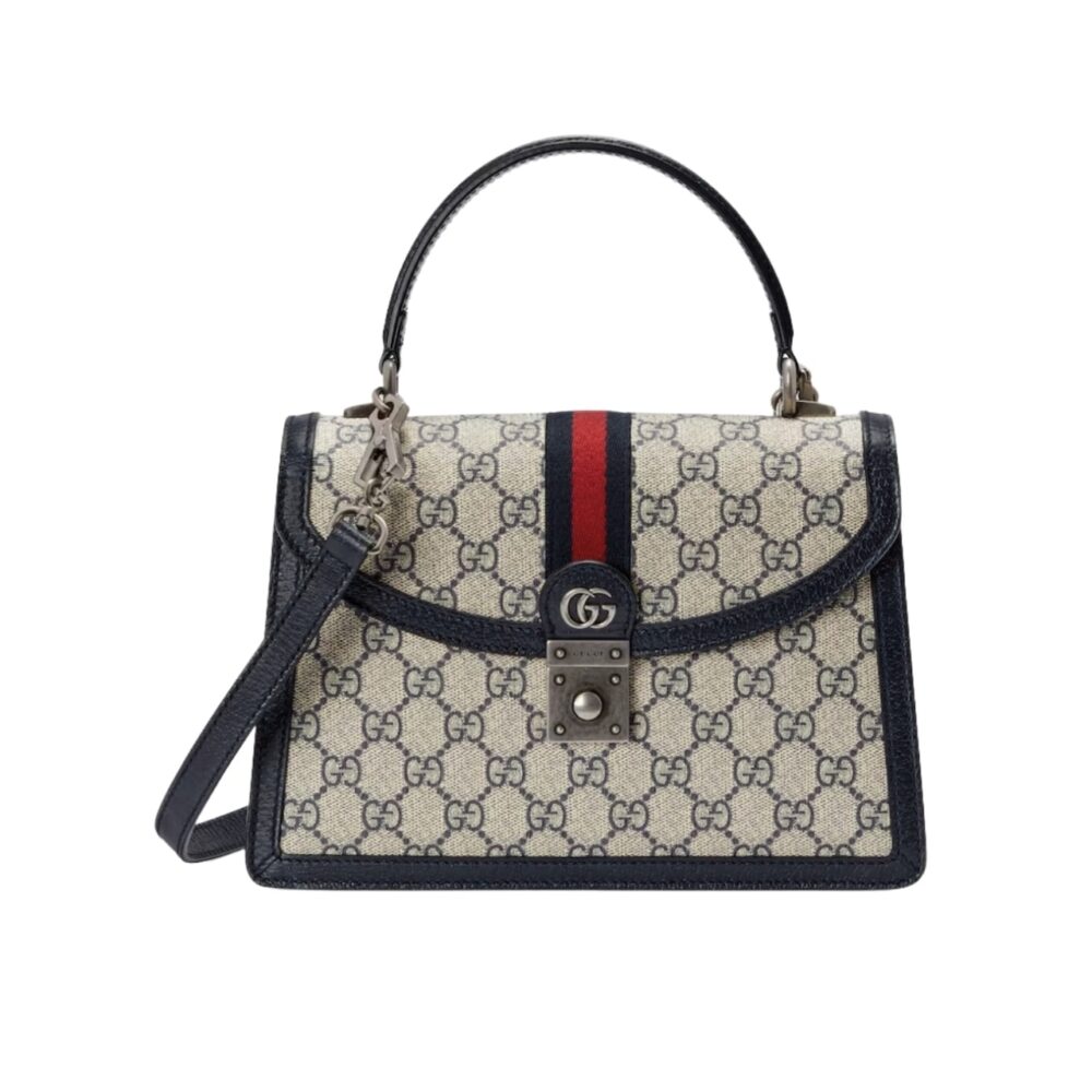 Gucci Ophidia Small Top Handle Bag Beige And Black 25Cm 651055 96IWN 4076
