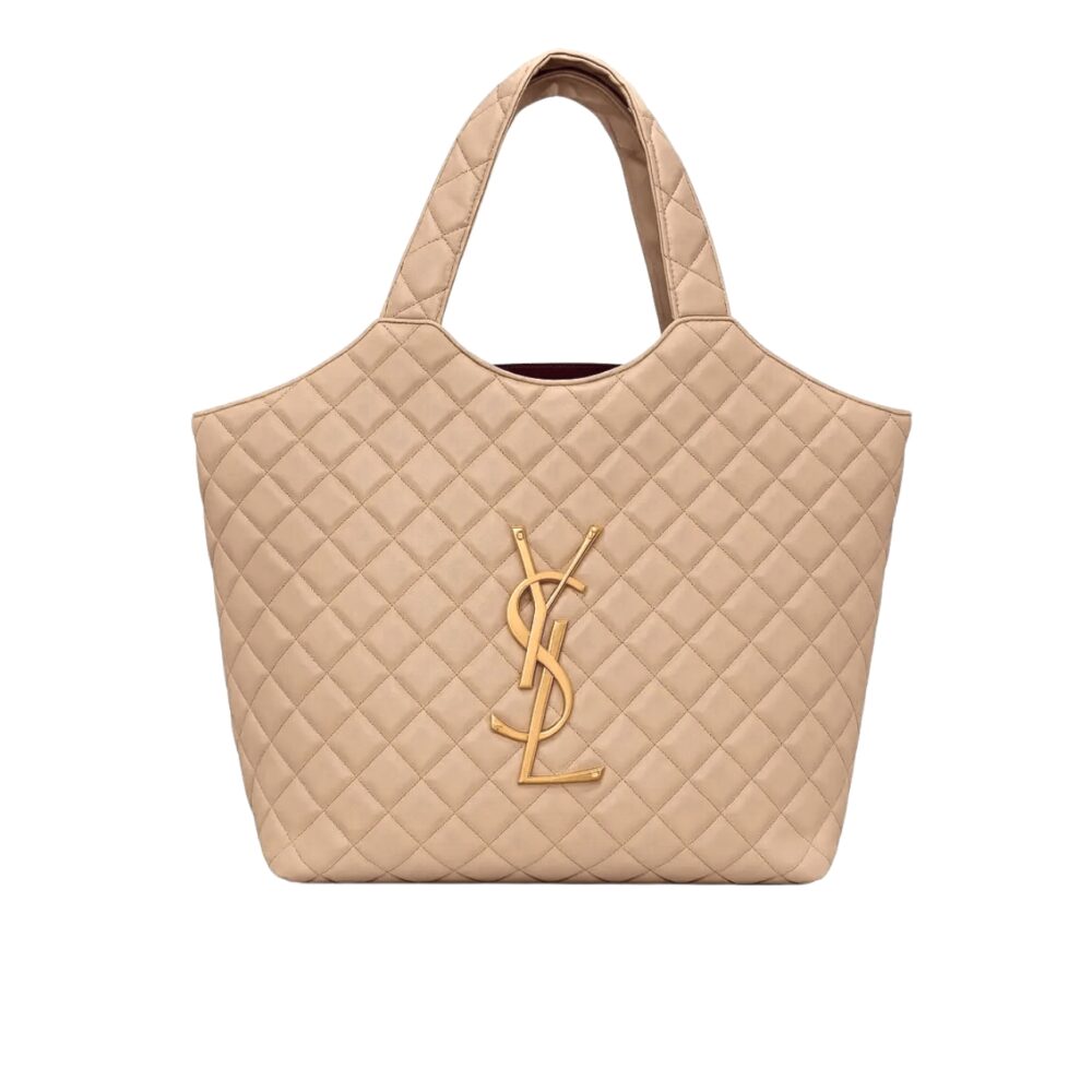 Saint Laurent Icare Shopping Bag In Quilted Beige 40Cm