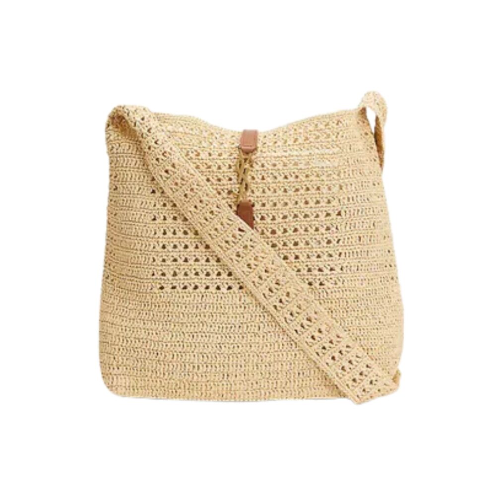 Saint Laurent Le 5 À 7 In Raffia Crochet Beige 32Cm 690941GAAAR2080