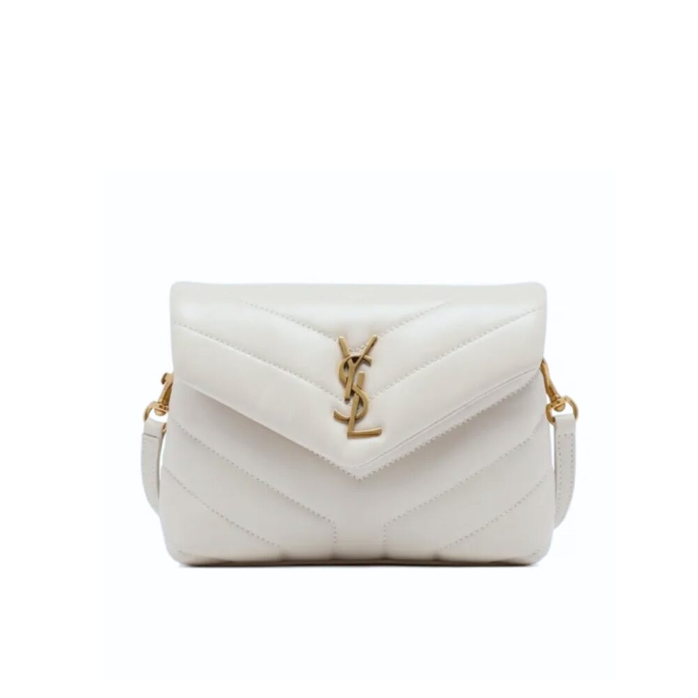 Saint Laurent Loulou Toy Strap Bag In Quilted Y White 20Cm