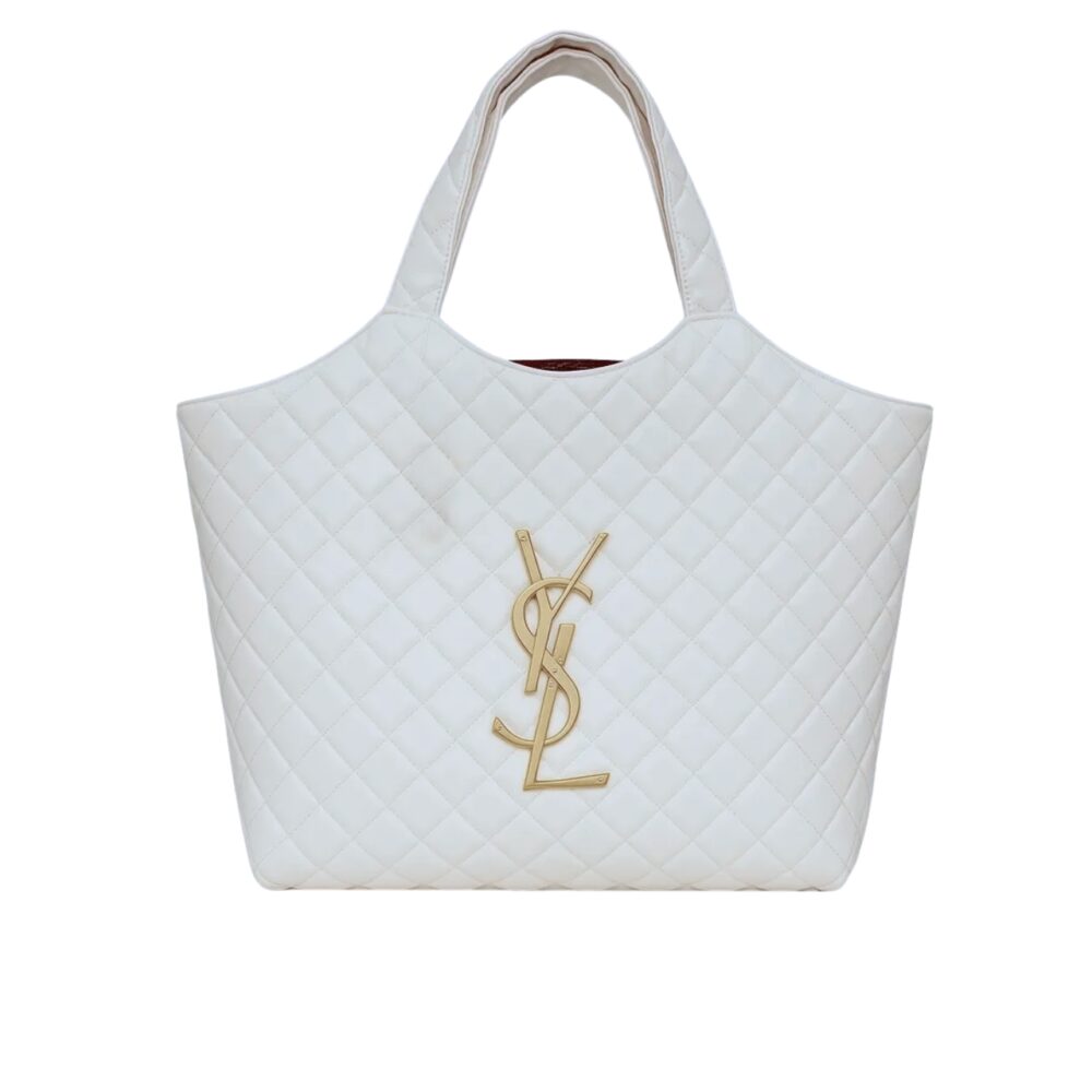 Saint Laurent Icare Shopping Bag In Quilted White 40Cm