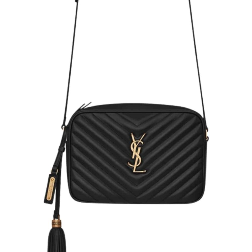 Saint Laurent Lou Camera Bag In Quilted Black Gold 23Cm 612544DV7071000