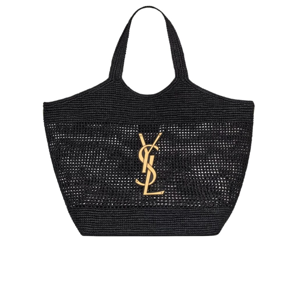 Saint Laurent Icare In Raffia Black 45Cm 772191GAAFM1000