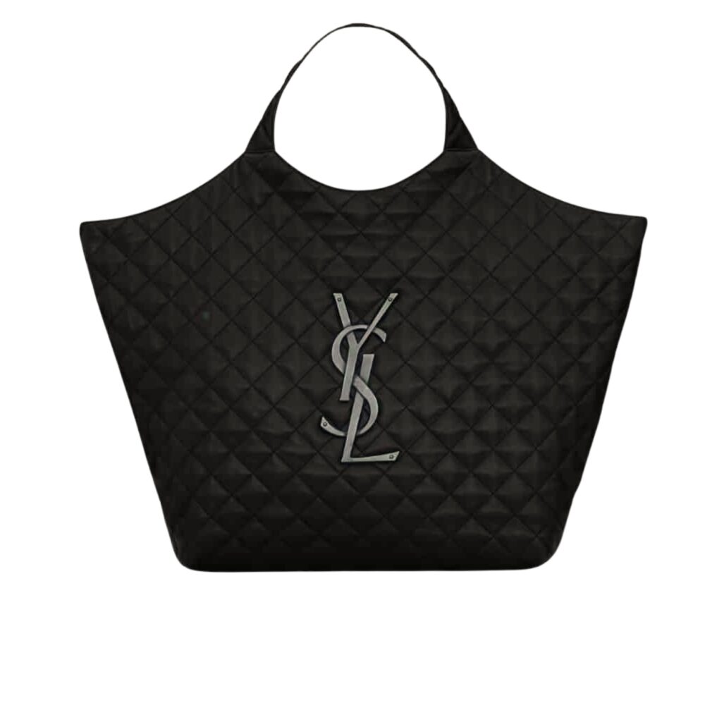 Saint Laurent Icare Shopping Bag In Quilted Black Silver 40Cm