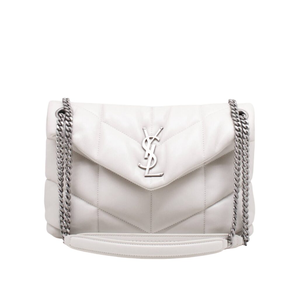 Saint Laurent Loulou Small Chain Bag In Matelassé Y White Silver 29Cm 494699DV7269207