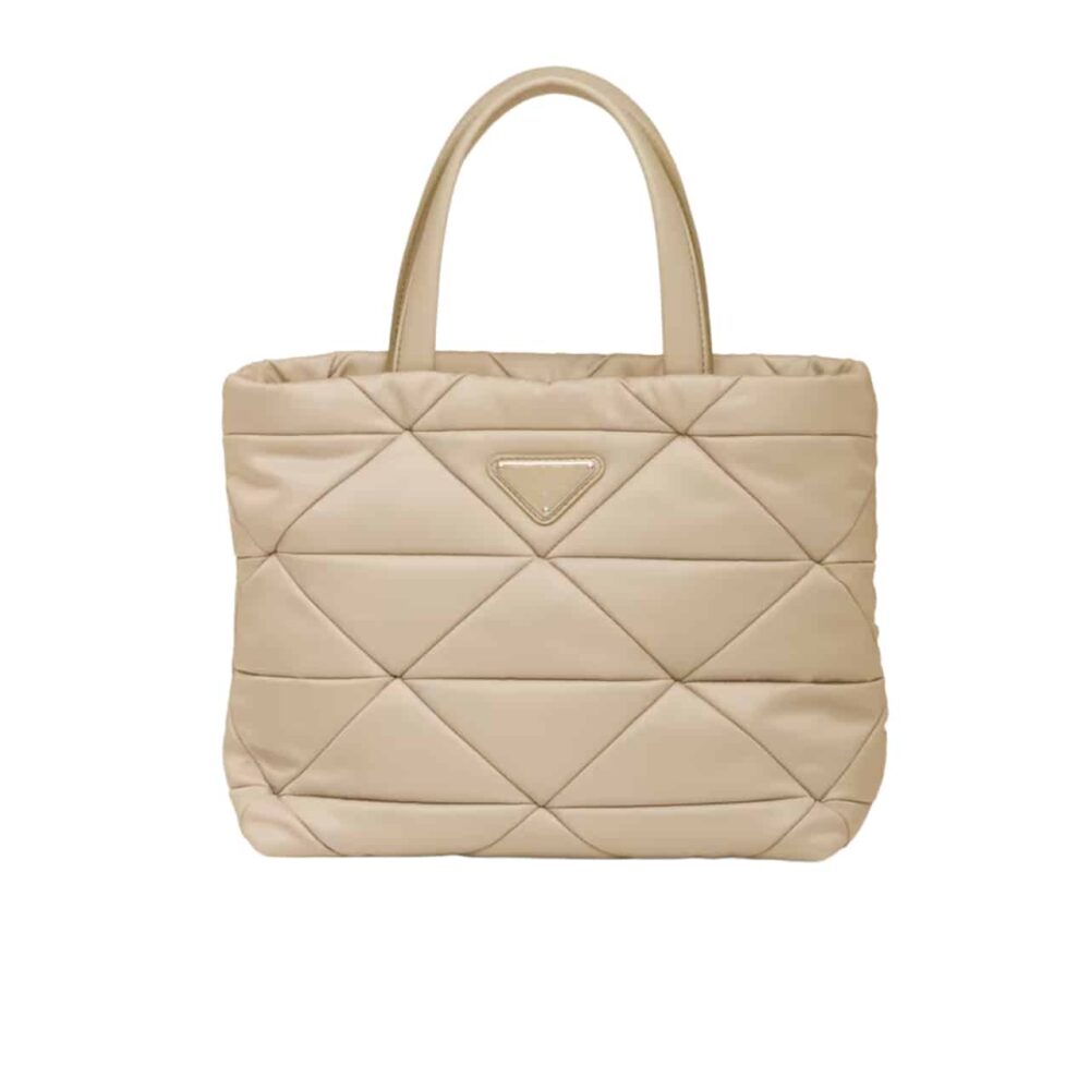 Prada Re Nylon Padded Tote Bag Beige 23Cm 1BG373 RDJN F0F24 V O1O