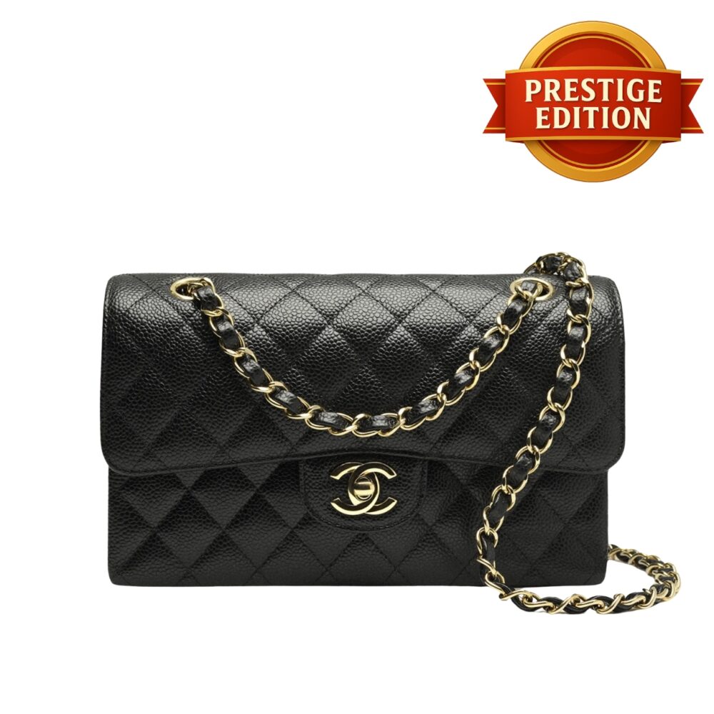 Prestige Edition - Chanel Medium Classic Handbag Grained & Gold-Tone Metal Black 26Cm A01113 Y01864 C3906