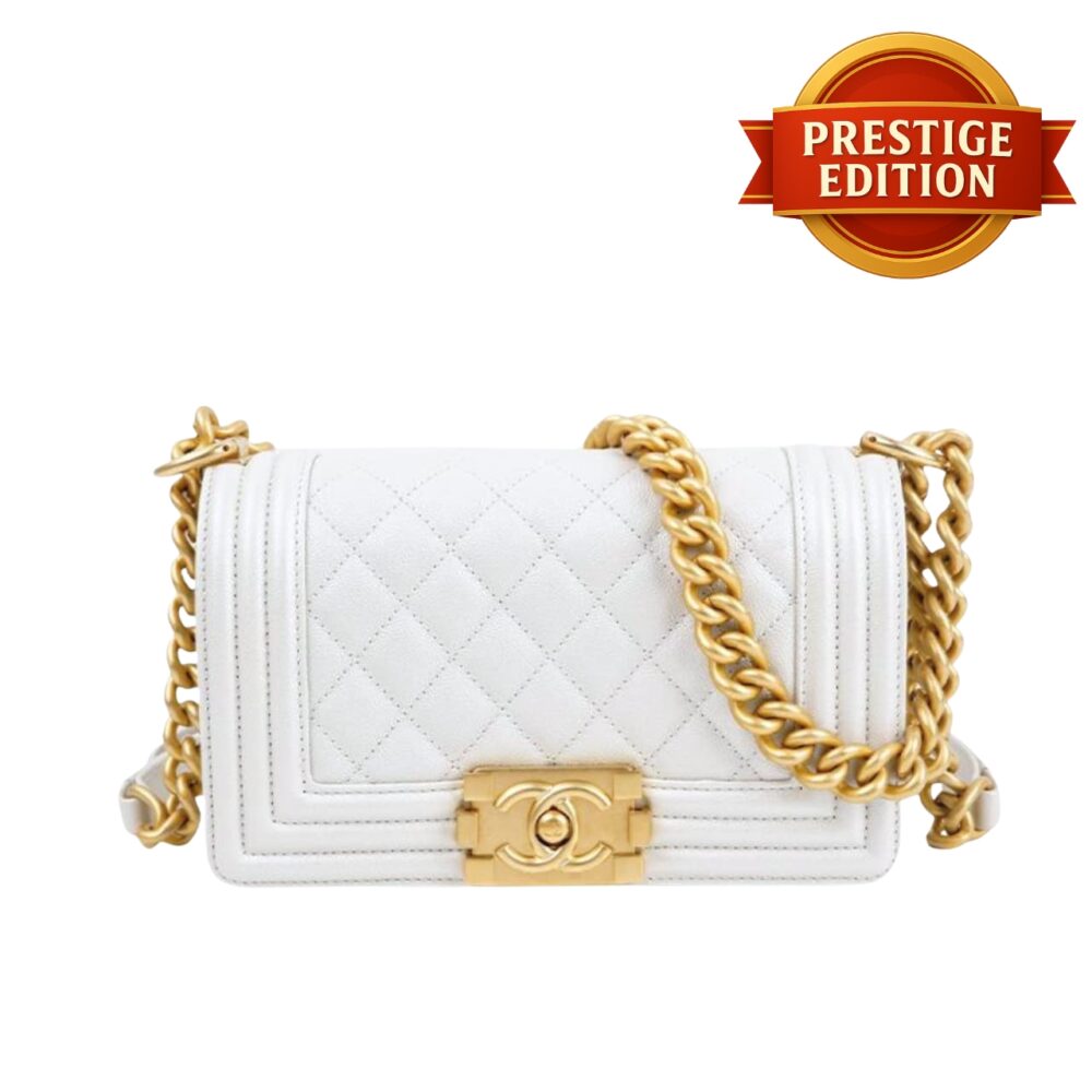 Prestige Edition - Chanel Large Boy Handbag White 25Cm A67086 B06643 10601