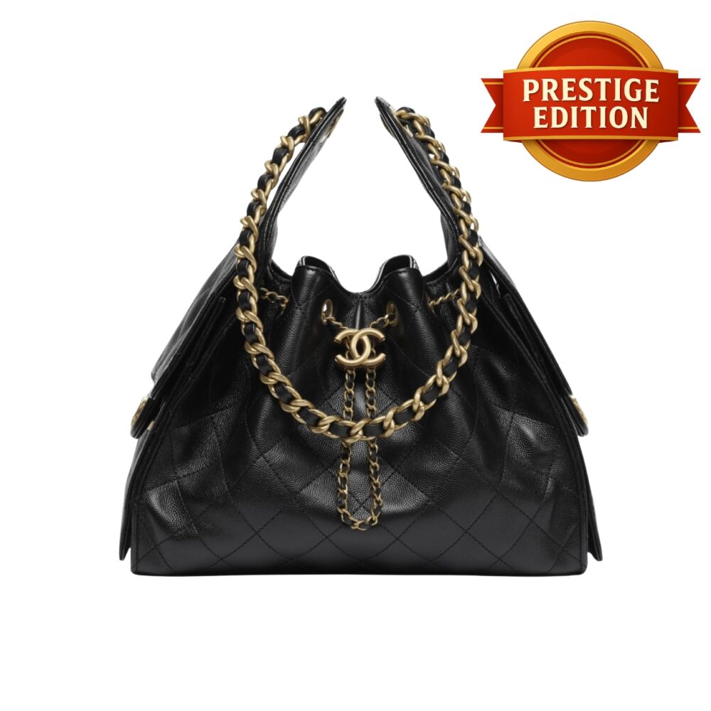 Prestige Edition - Chanel 25 Small Handbag Grained & Gold-Tone Metal Black 26Cm AS5293 B20304 94305