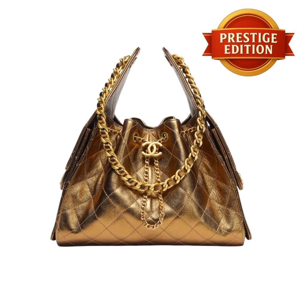 Prestige Edition - Chanel 25 Small Handbag Metallic Grained & Gold-Tone Metal Dark Gold 30Cm AS5293 B21060 U2158