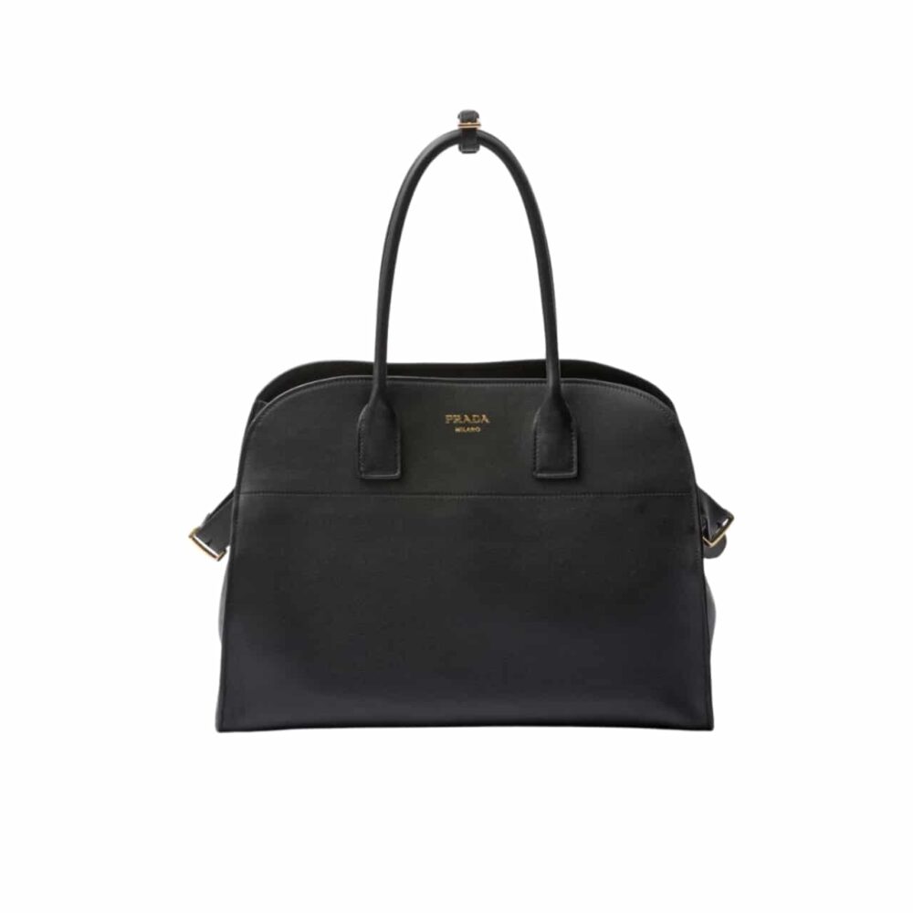 Prada Large Leather Tote Bag With Buckles Black 32Cm 1BG508 2CYS F0002 V OOO