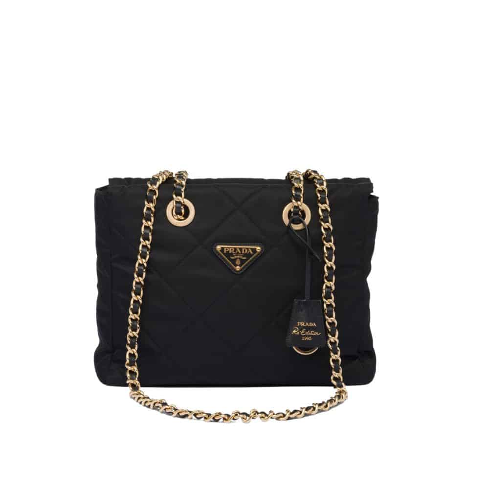 Prada Re Edition 1995 Chaîne Re Nylon Tote Bag Black 26Cm 1BG468 2AOS F0002 V COO
