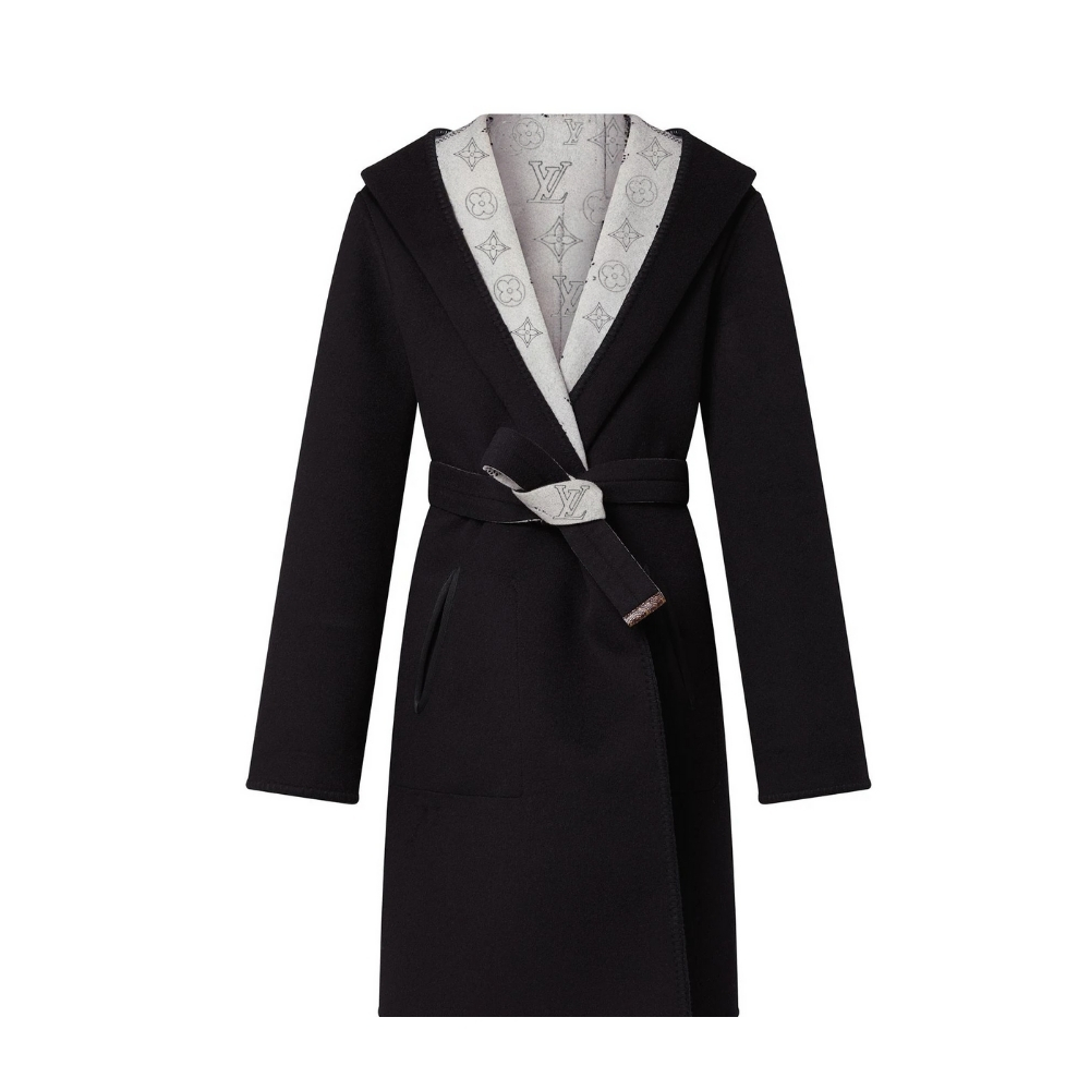 Louis Vuitton Reversible Mahina Monogram Wrap Coat Black