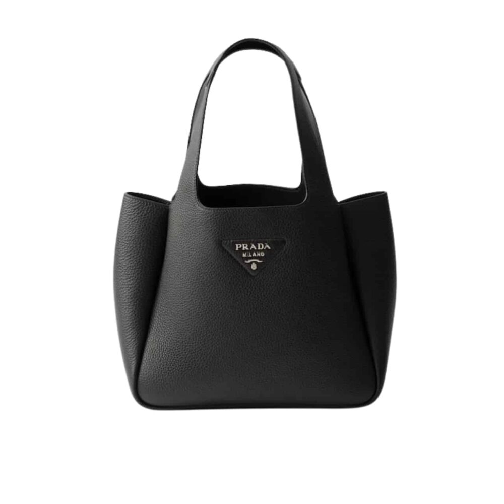 Prada Small Leather Tote Bag Black 24Cm 1BG335 2DKV F0632 V ONM