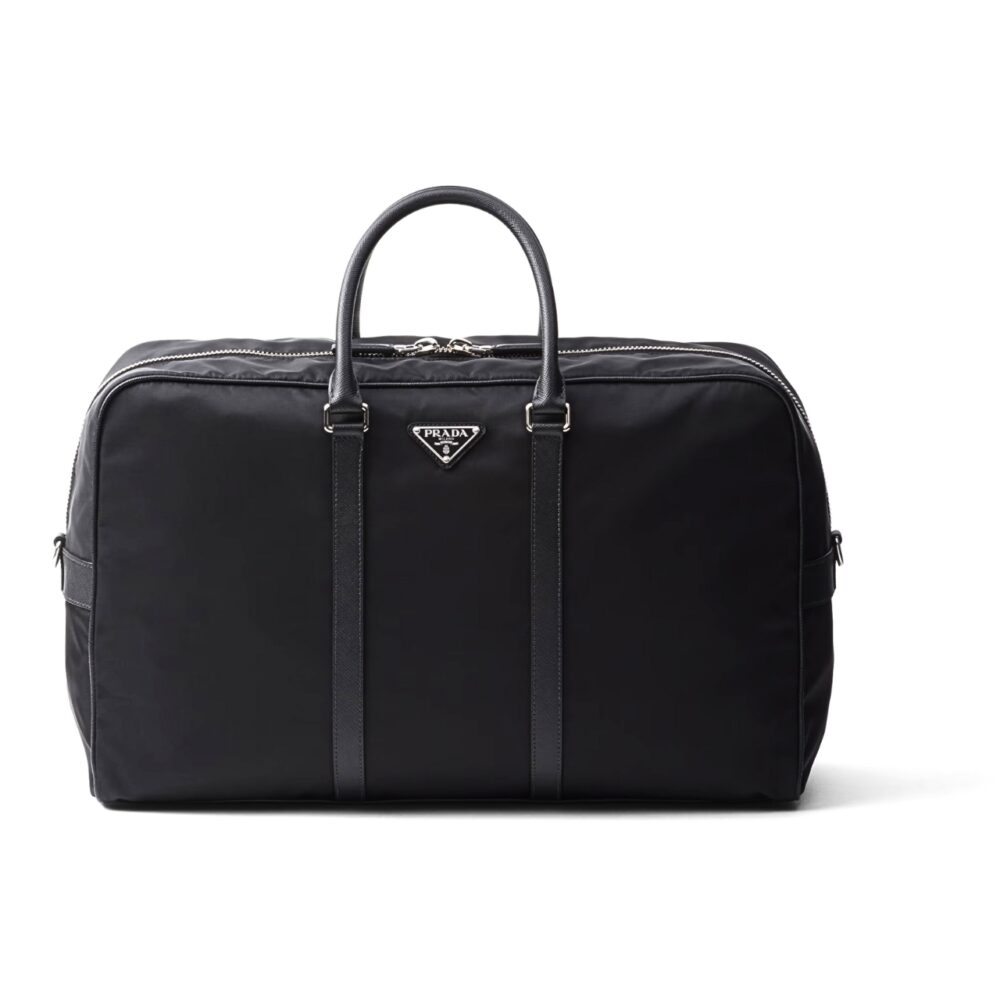 Prada Re Nylon And Saffiano Leather Duffel Bag Black 50Cm 2VC042 2DMH F0002 V OOO
