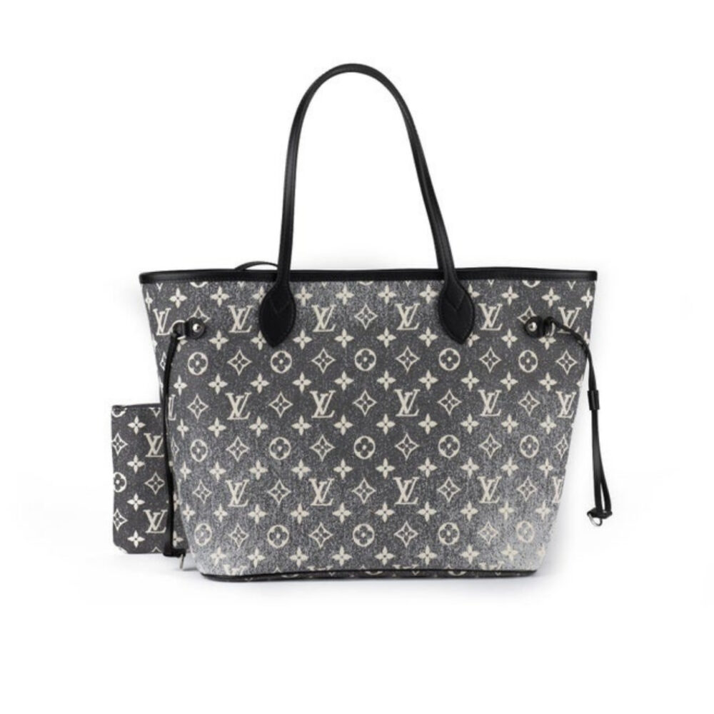Louis Vuitton Neverfull MM Monogram Jacquard Denim Totes Bag Grey 31cm M21465