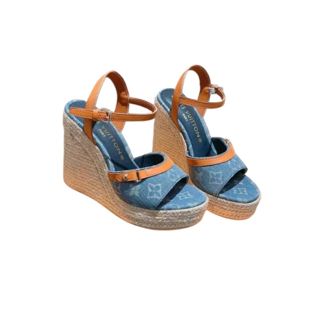 Louis Vuitton Helios Wedge Sandal Blue 1ACIZV
