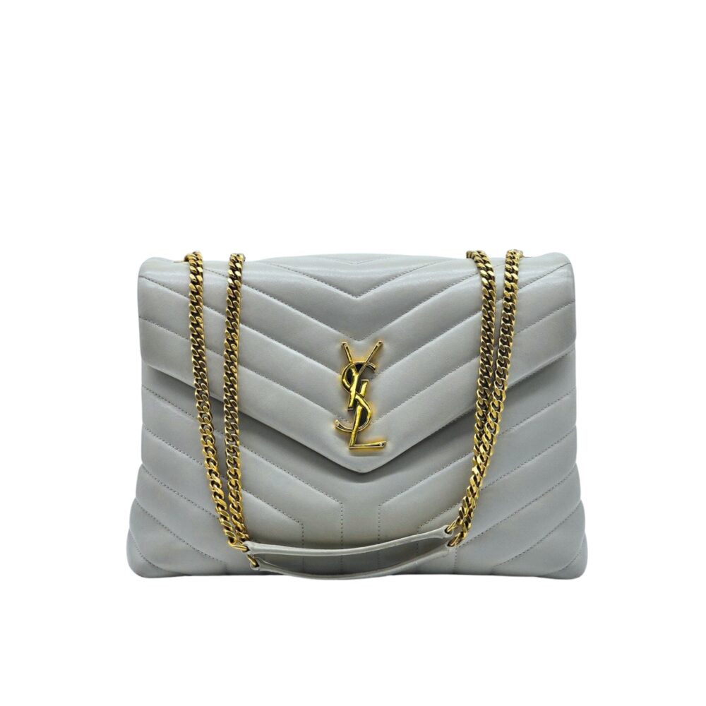 Saint Laurent Loulou Chain Bag In Matelasse Y Gray 32Cm