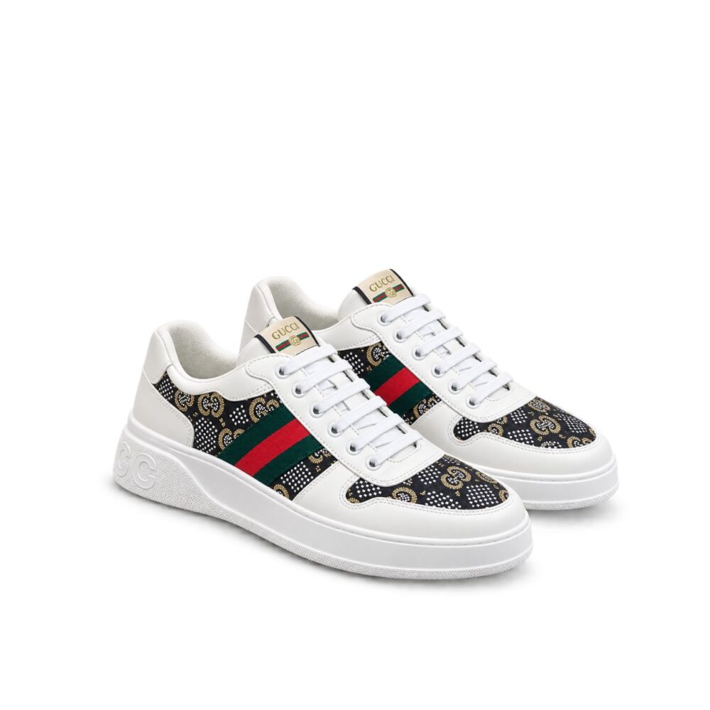 Gucci Screener GG High Top Sneaker In White And Black