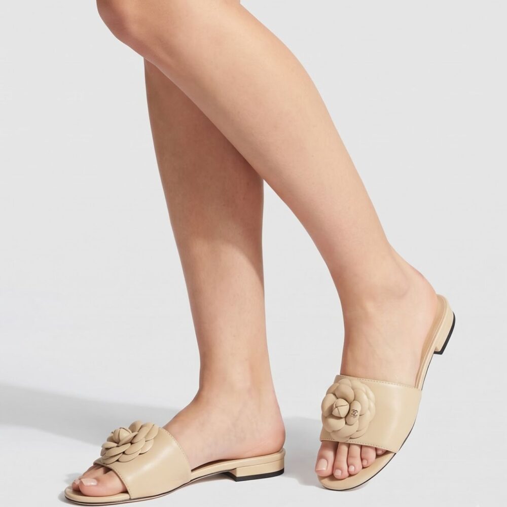 Alternative view of Chanel Camellia Slides Beige