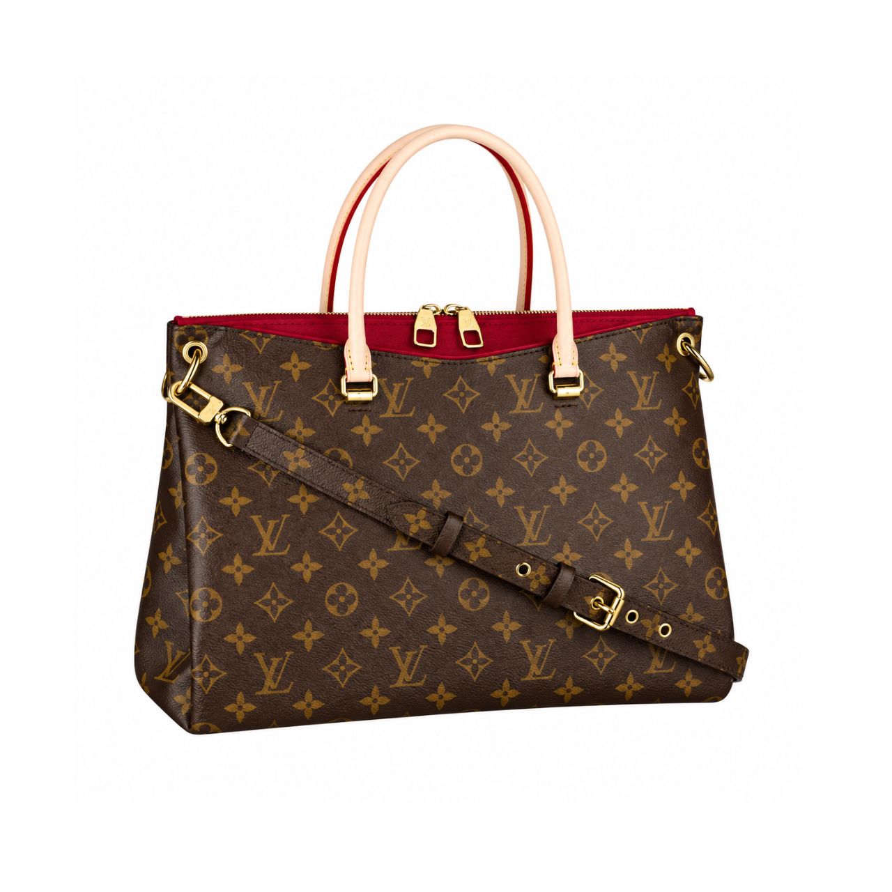 Louis Vuitton Turenne MM Monogram Canvas Shoulder Bag Red Interior 34cm
