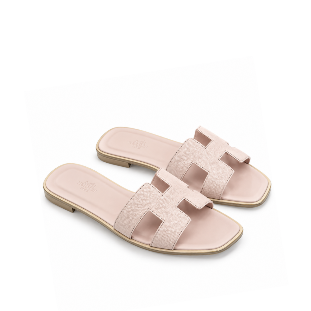 Hermès Oran Sandals Rose Poudre Pink Leather