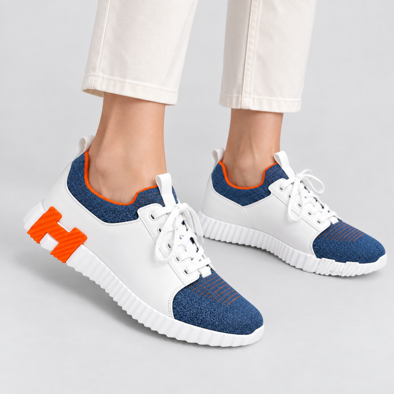 Hermes Depart Sneaker White & Blue For Men - Image 2