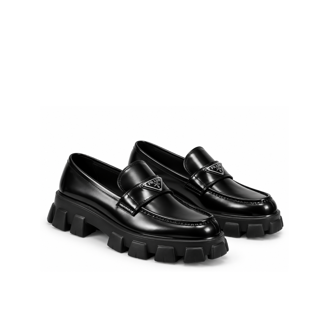 Prada Monolith Brushed Leather Loafers Black Men’s Shoes 60mm