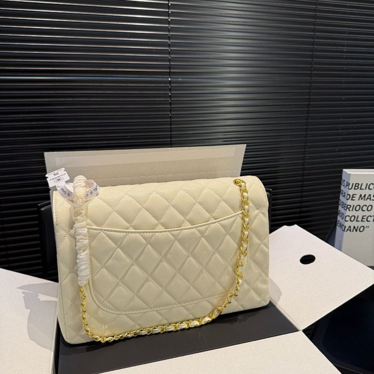 Chanel Maxi Classic Double Flap White Gold Hardware 30cm A01112 Y04059 U2366 - Image 9