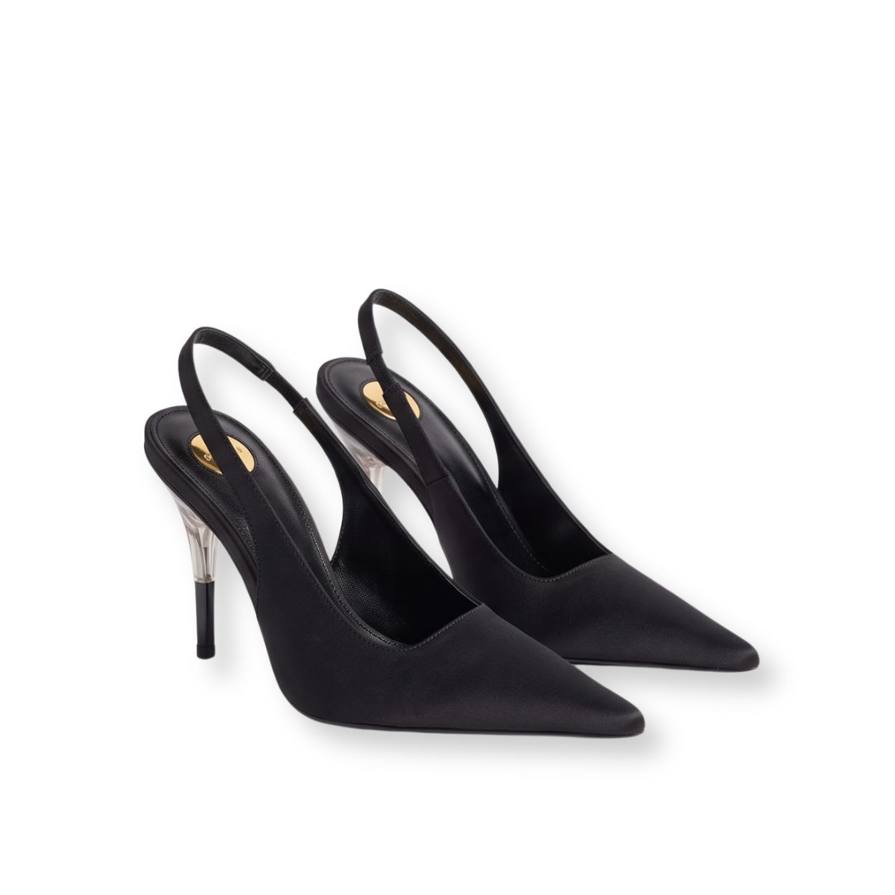 Saint Laurent Goya Slingback Pumps In Satin Crepe Black A0085V9QNAG1000