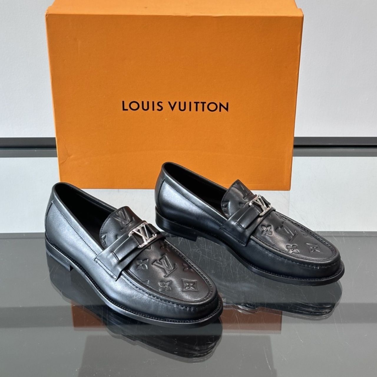 Louis Vuitton Major Loafer Monogram Embossed Black - Image 3
