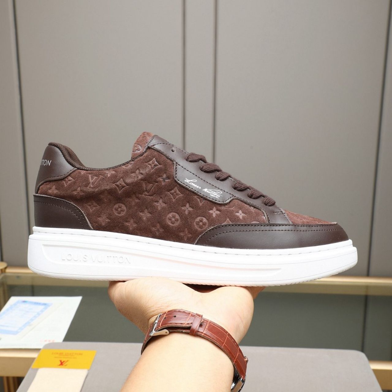 Louis Vuitton Beverly Hills Sneaker Monogram Embossed Brown - Image 10