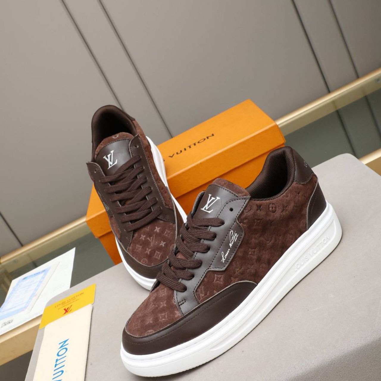 Louis Vuitton Beverly Hills Sneaker Monogram Embossed Brown - Image 7