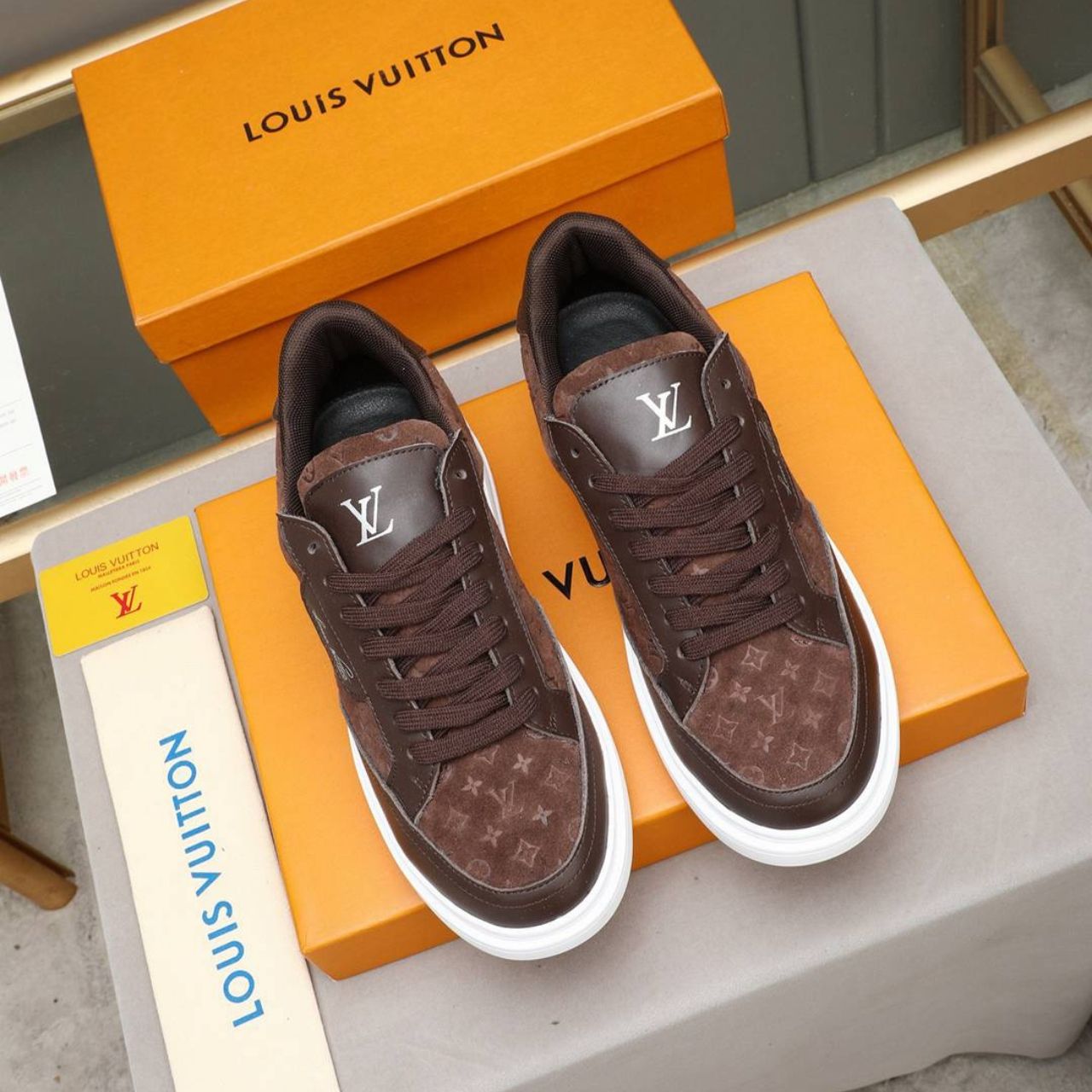Louis Vuitton Beverly Hills Sneaker Monogram Embossed Brown - Image 6