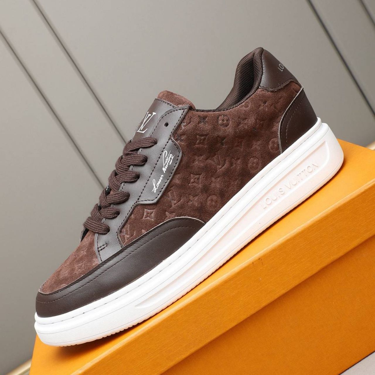 Louis Vuitton Beverly Hills Sneaker Monogram Embossed Brown - Image 8