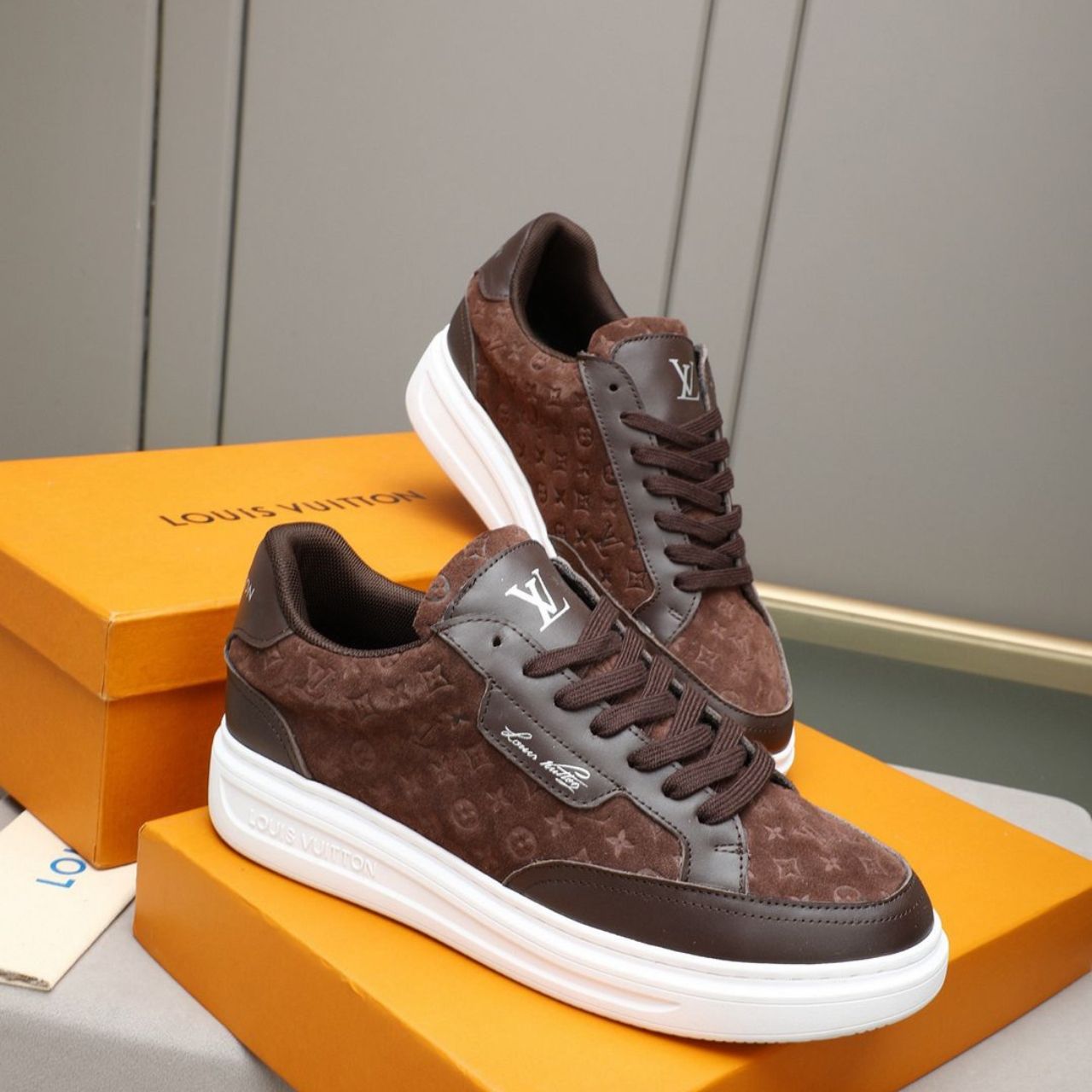Louis Vuitton Beverly Hills Sneaker Monogram Embossed Brown - Image 3