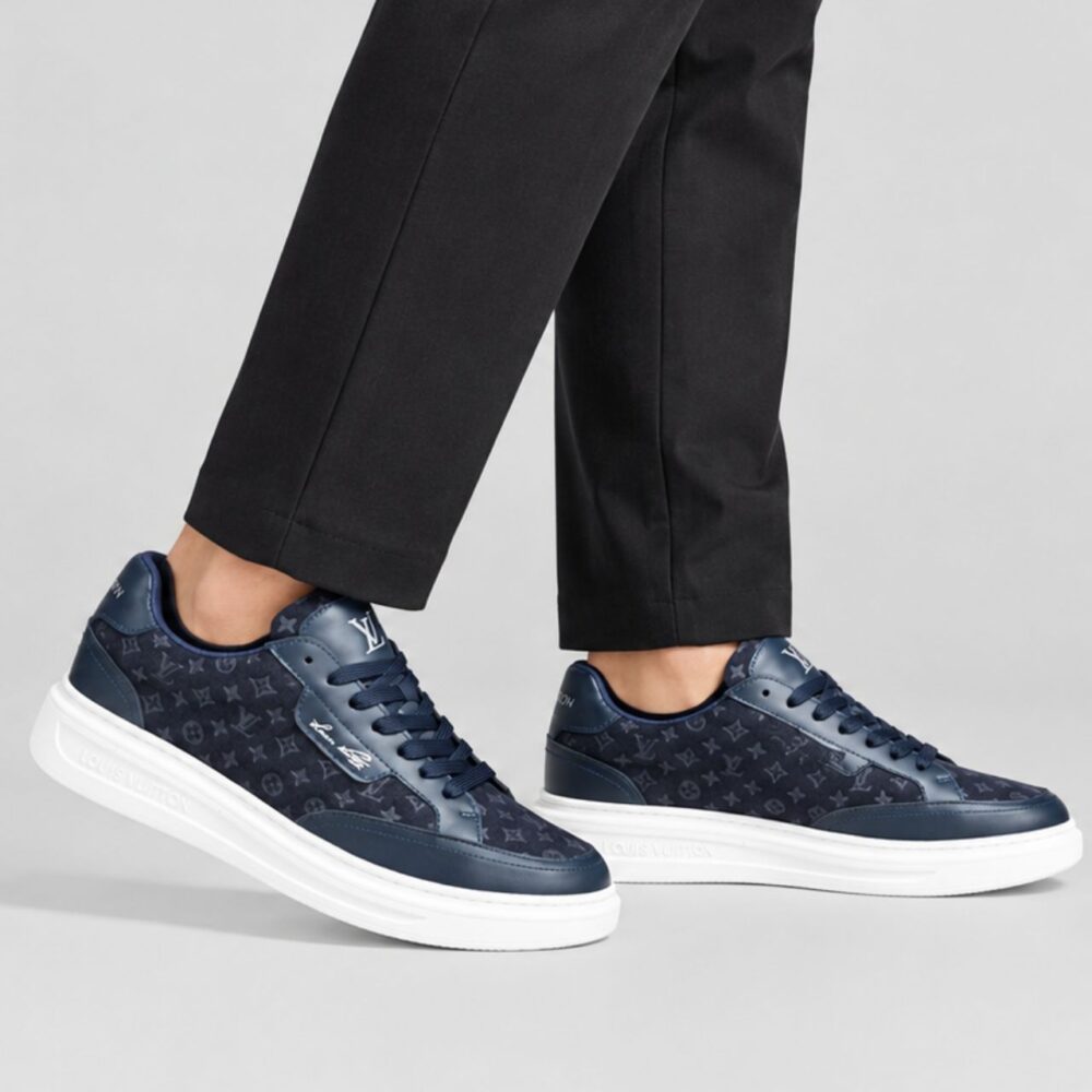 Alternative view of Louis Vuitton Beverly Hills Sneaker Monogram Embossed Navy Blue