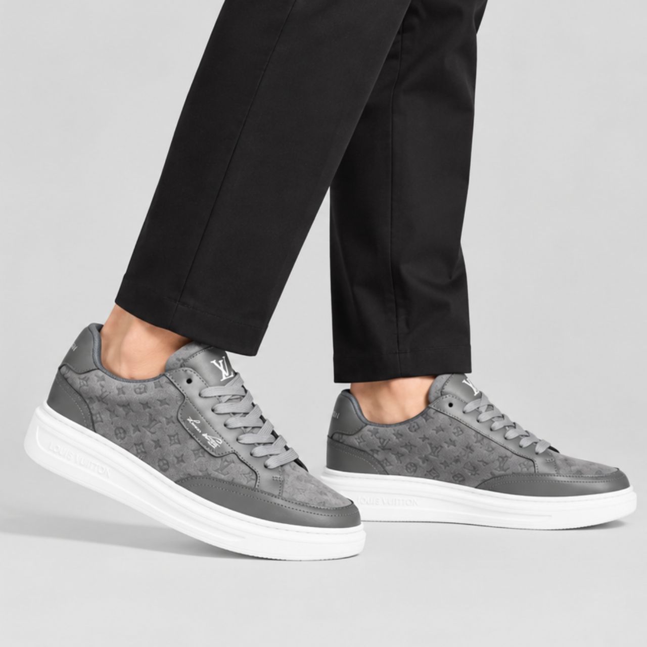 Louis Vuitton Beverly Hills Sneaker Monogram Embossed Gray - Image 2
