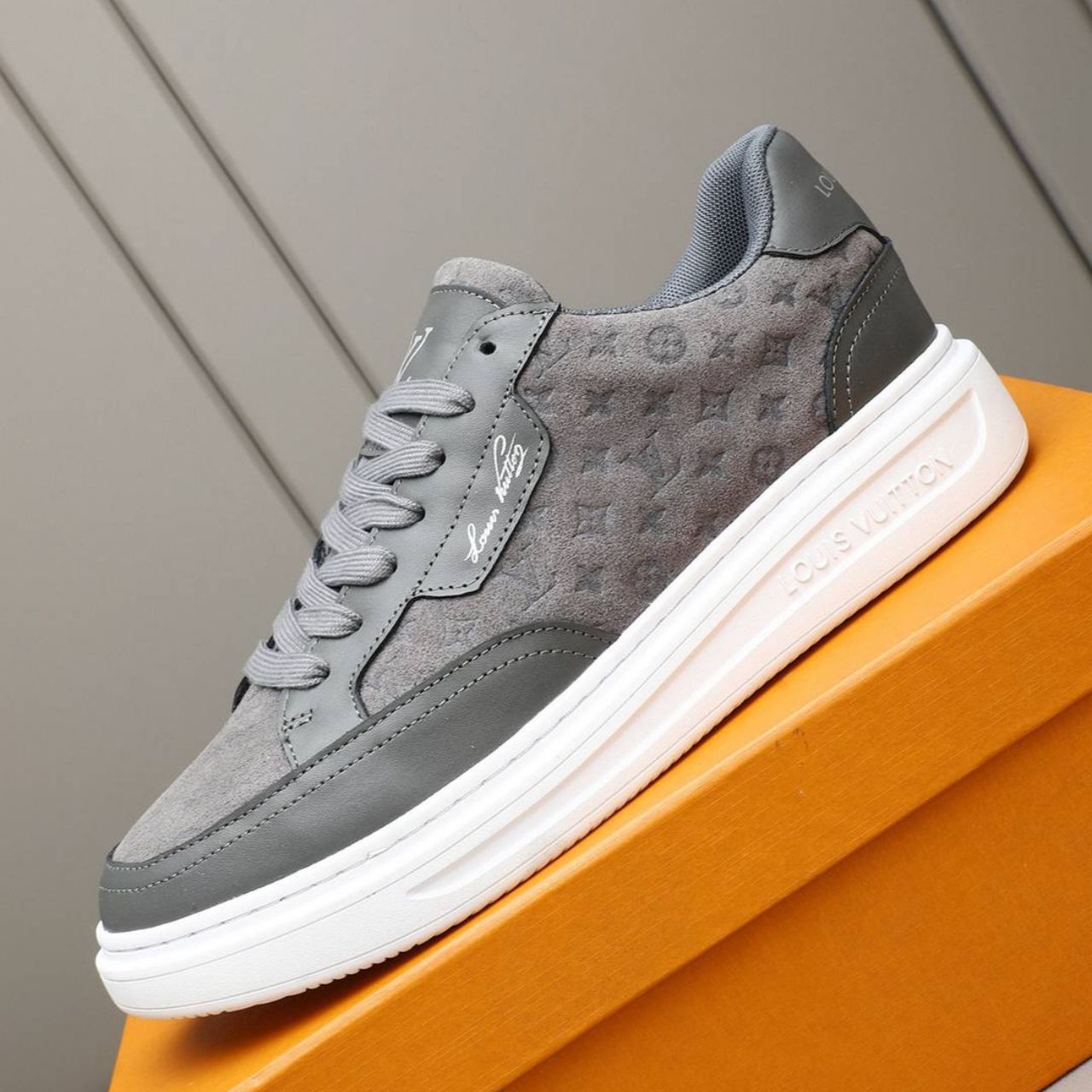 Louis Vuitton Beverly Hills Sneaker Monogram Embossed Gray - Image 8