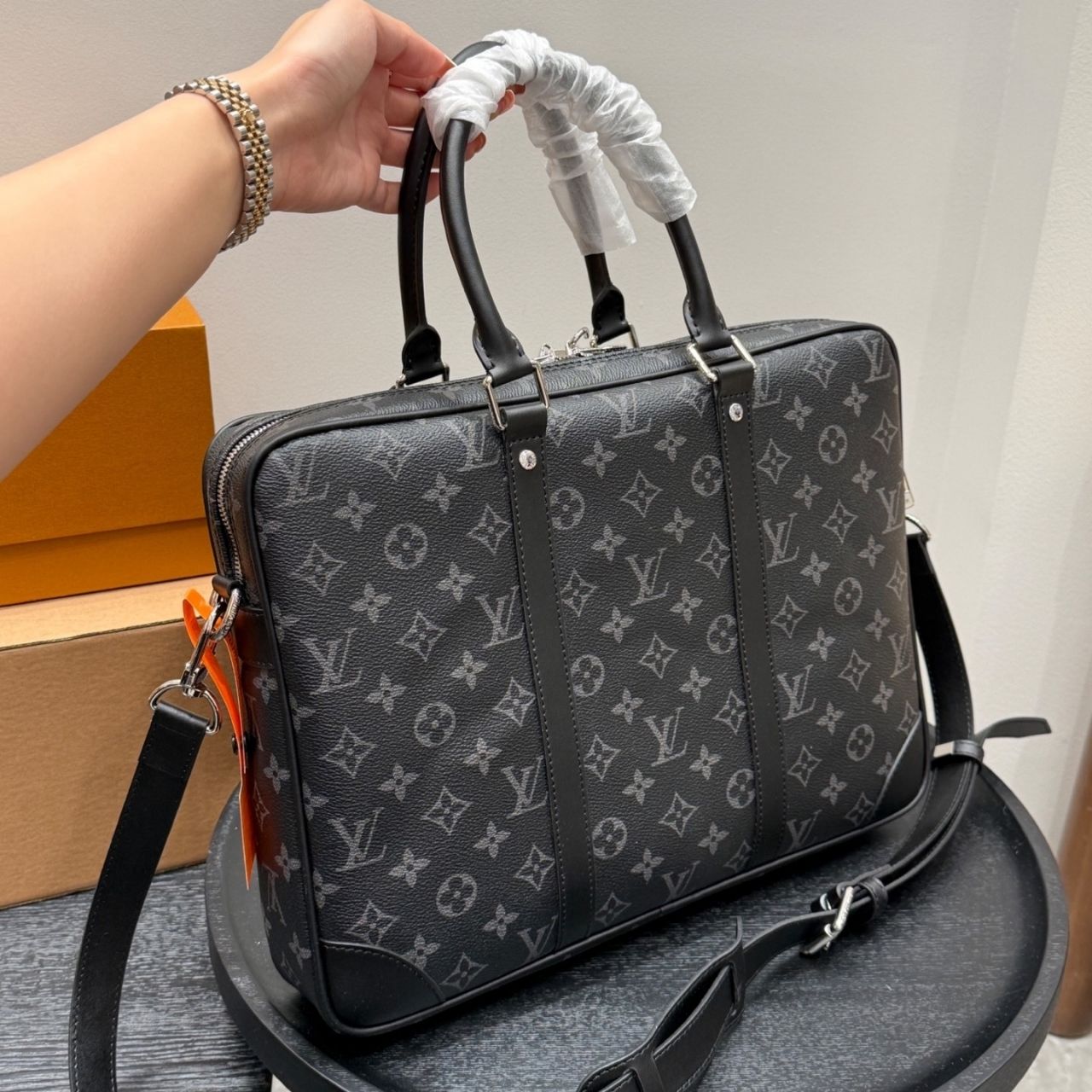 Louis Vuitton Porte Documents Voyage PM Monogram Eclipse Black 37cm - Image 6