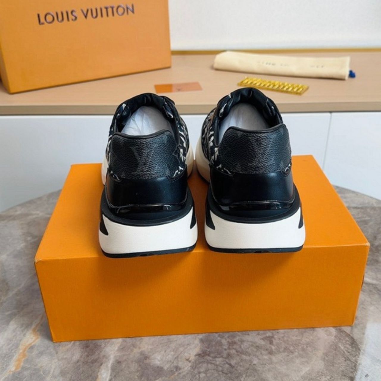 Louis Vuitton Run Away Sneaker Monogram Black - Image 5