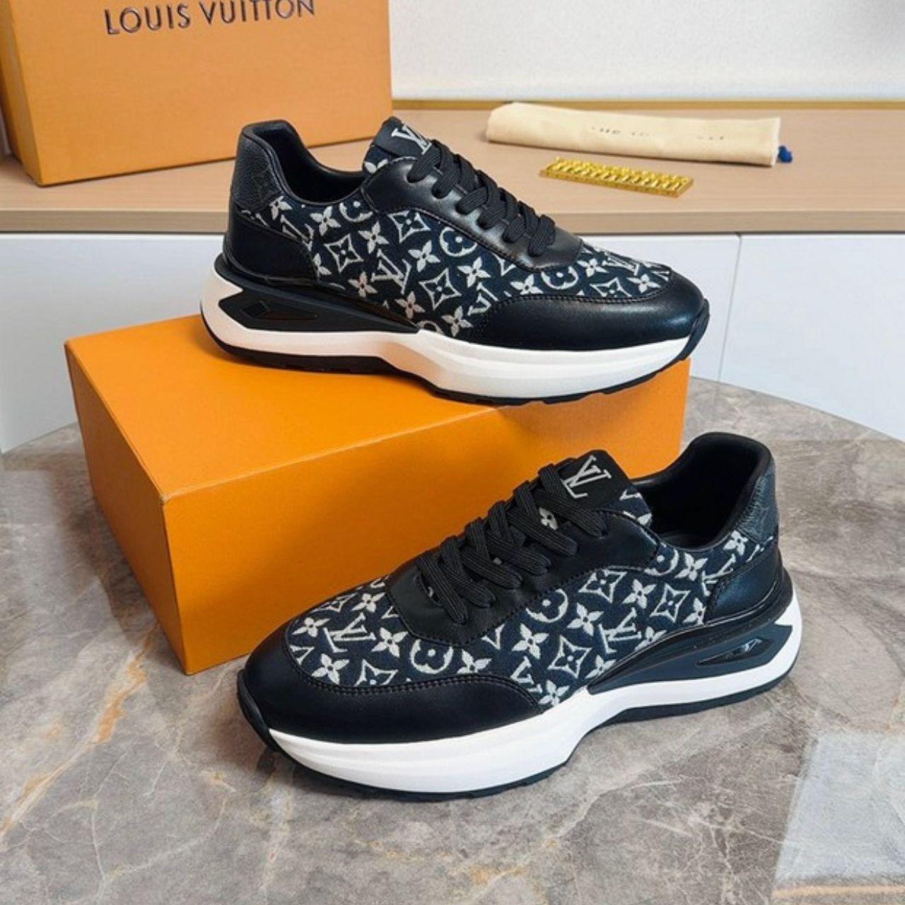 Louis Vuitton Run Away Sneaker Monogram Black - Image 4