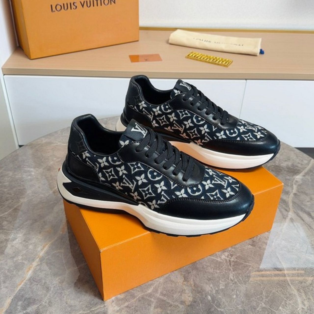 Louis Vuitton Run Away Sneaker Monogram Black - Image 6