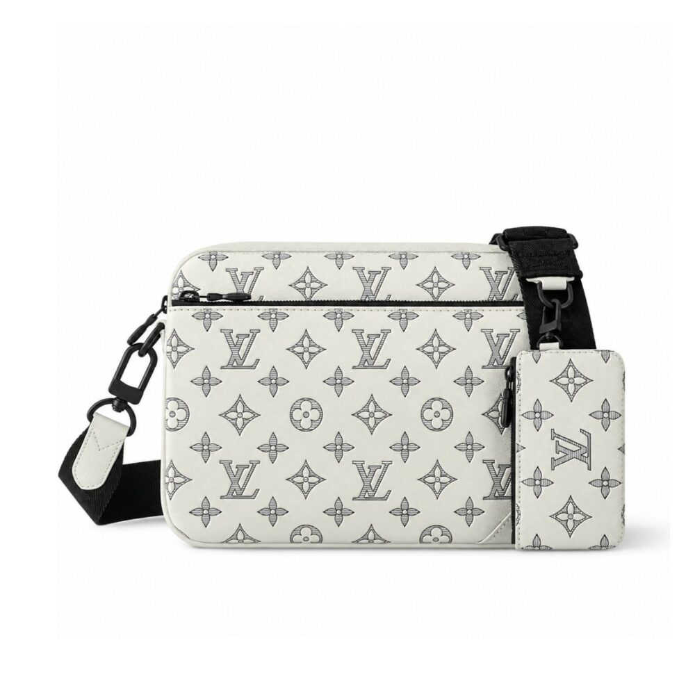 Louis Vuitton Trio Messenger Monogram Shadow White 25cm