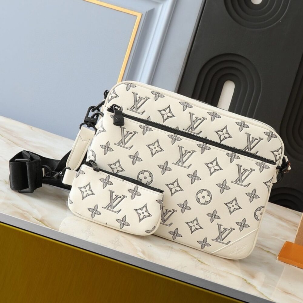 Alternative view of Louis Vuitton Trio Messenger Monogram Shadow White 25cm