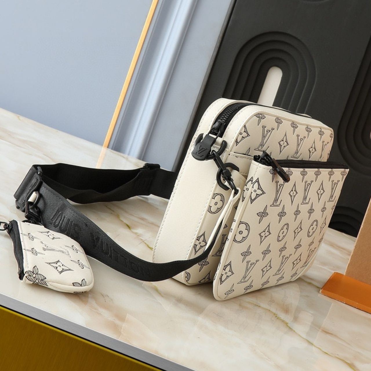 Louis Vuitton Trio Messenger Monogram Shadow White 25cm - Image 3