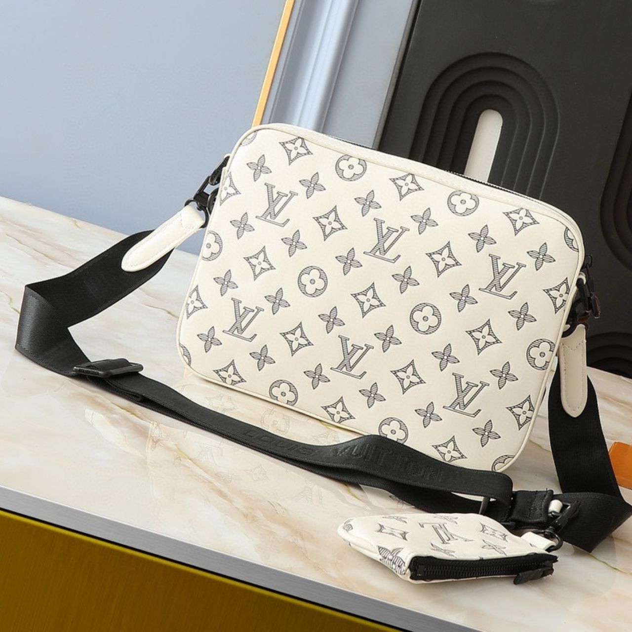 Louis Vuitton Trio Messenger Monogram Shadow White 25cm - Image 4